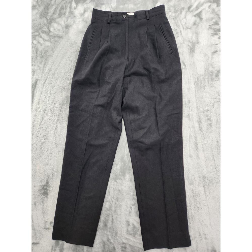 Vintage 90s Neiman Marcus Pants Womens 6 Black Wool High Rise Pleated Office